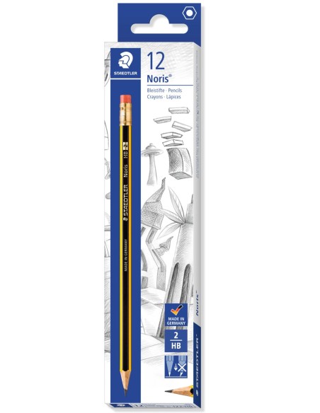 C 12 lapiz de grafito noris hb nº2 con goma